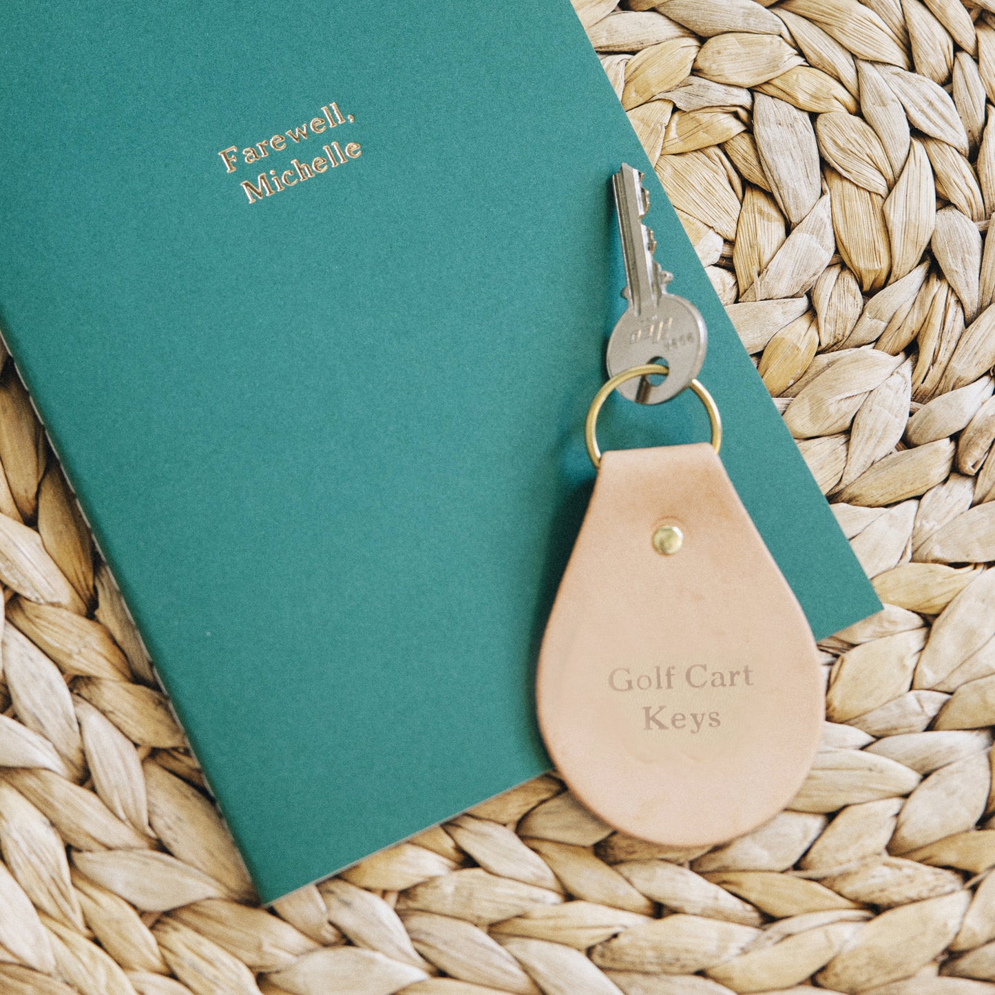 Custom Text Debossed Genuine Leather Keychain | Bag Charm