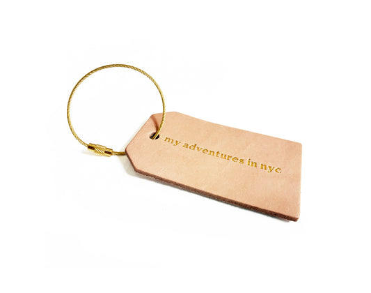 Custom Text Foil Embossed Leather Luggage Tag