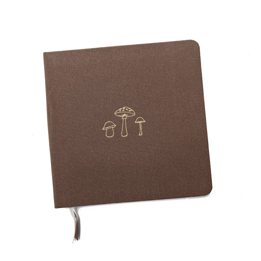 Mushroom Trio Foil Embossed Square Linen Notebook