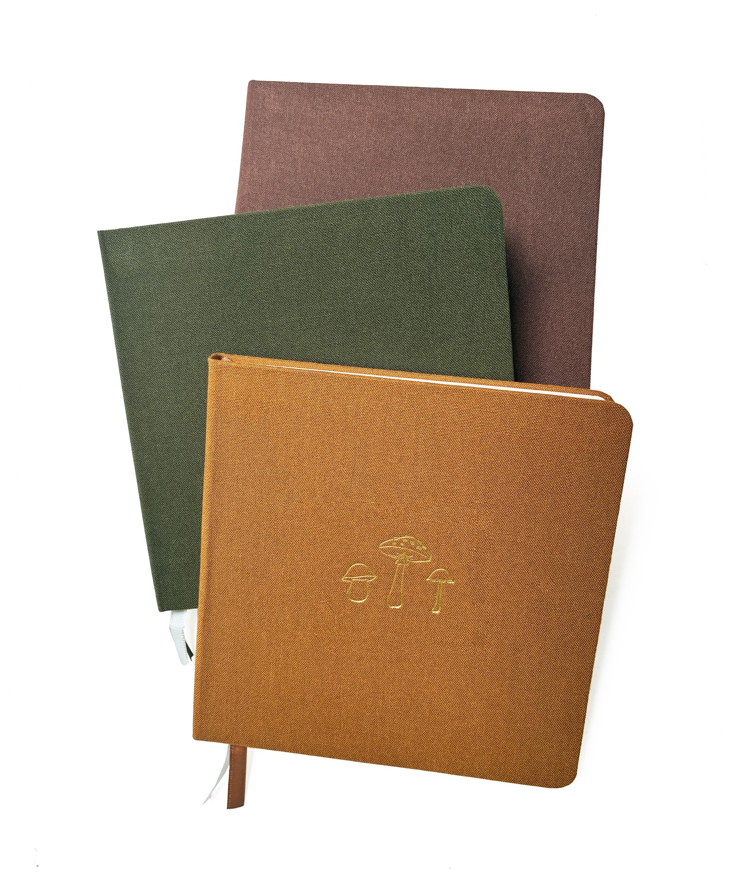 Mushroom Trio Foil Embossed Square Linen Notebook