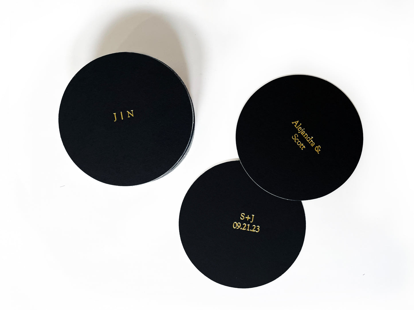 Foil Embossed Round Custom Drink Coasters