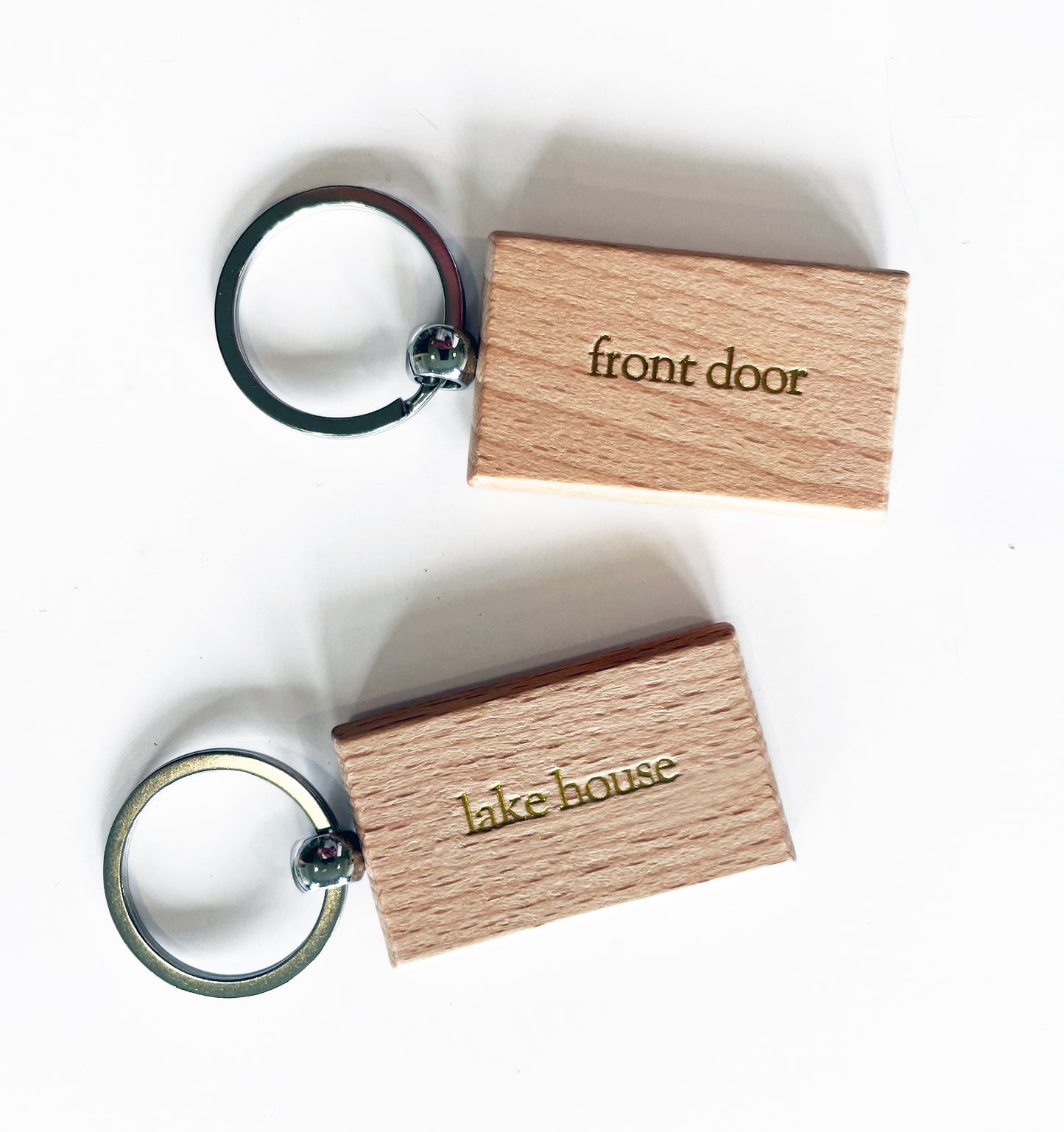 Foil Embossed Custom Text Beech Wood Keychain - Studio Portmanteau