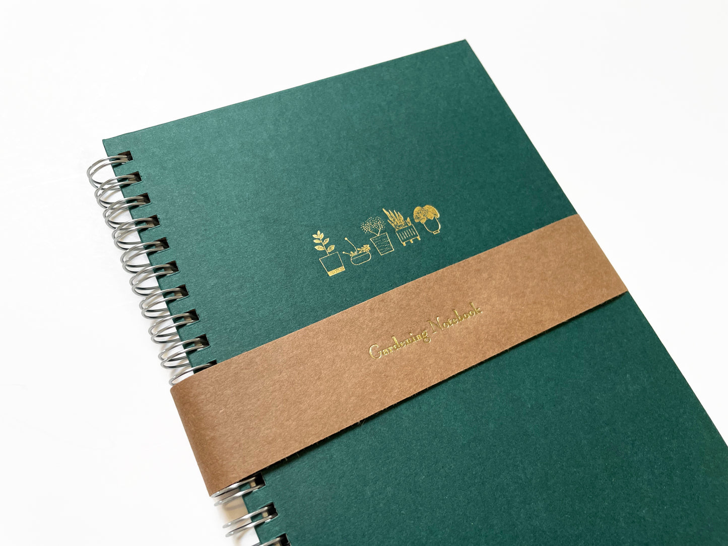 Gardening Notebook, Spiral Bound & Foil Embossed in Gold - Studio Portmanteau