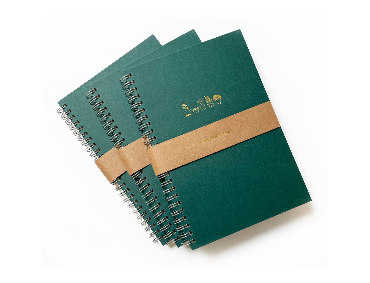 Gardening Notebook, Spiral Bound & Foil Embossed in Gold - Studio Portmanteau