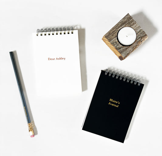 Custom Text Foil Embossed Medium Top Spiral Notebook