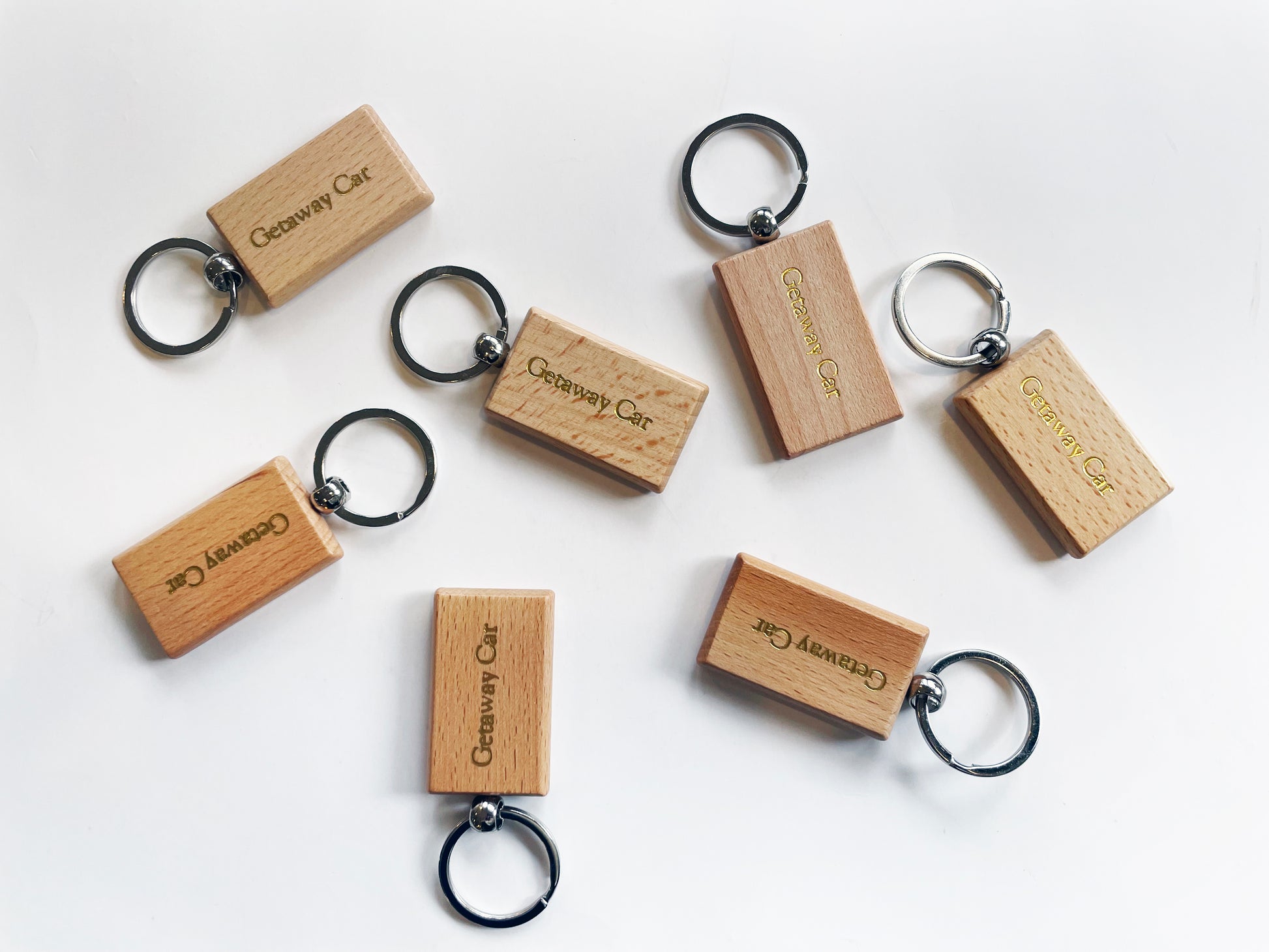 Foil Embossed Custom Text Beech Wood Keychain - Studio Portmanteau