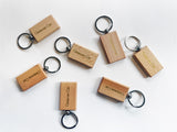 Foil Embossed Custom Text Beech Wood Keychain