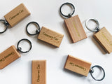 Foil Embossed Custom Text Beech Wood Keychain