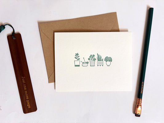 Potted Plants Letterpress Greeting Card | Gardening Card