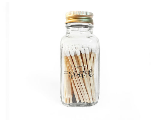 The Perfect Match 2" White Match Jar | Wedding Match Holder