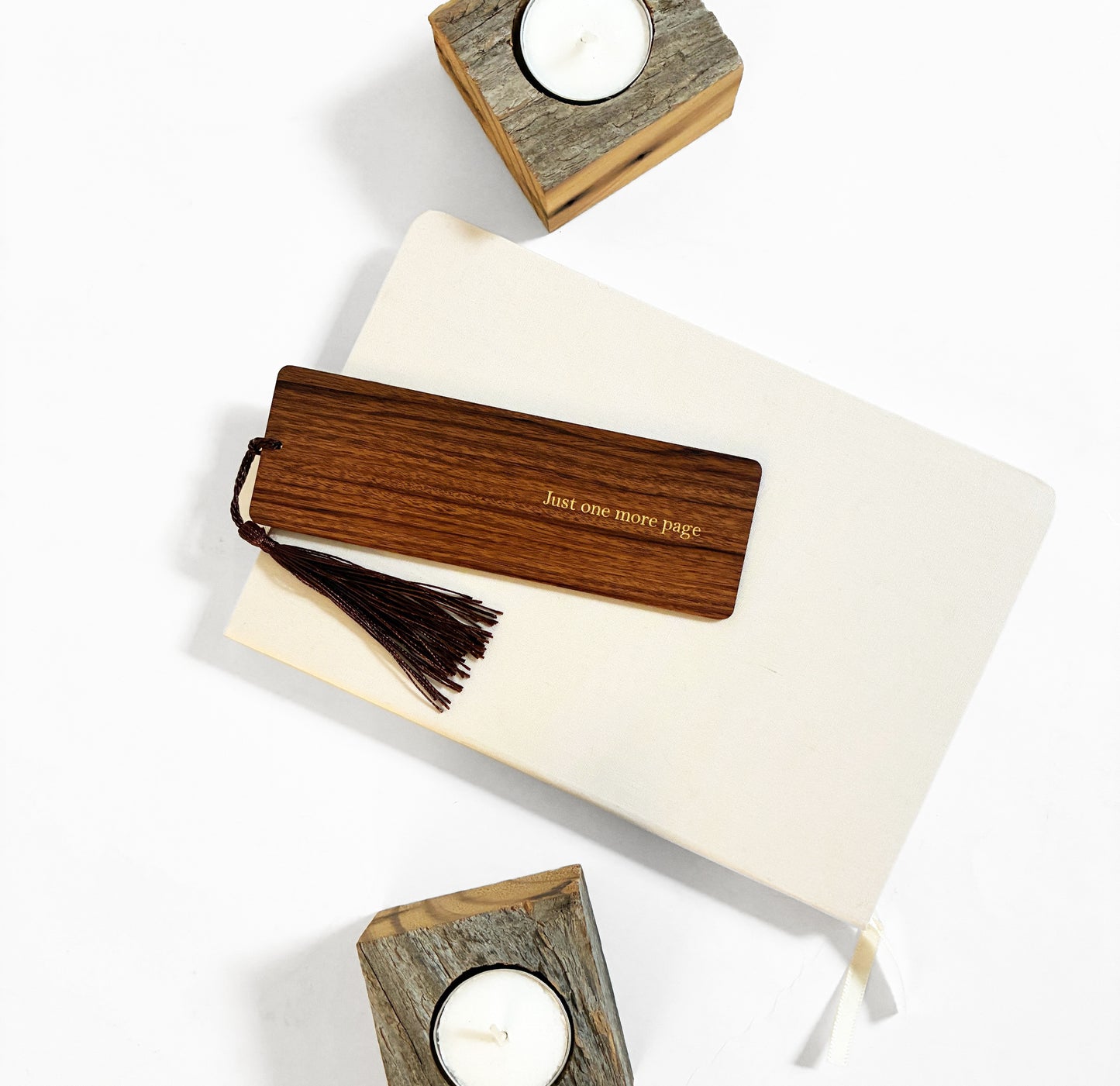 Custom Logo or Text Foil Embossed Walnut Wood Bookmark