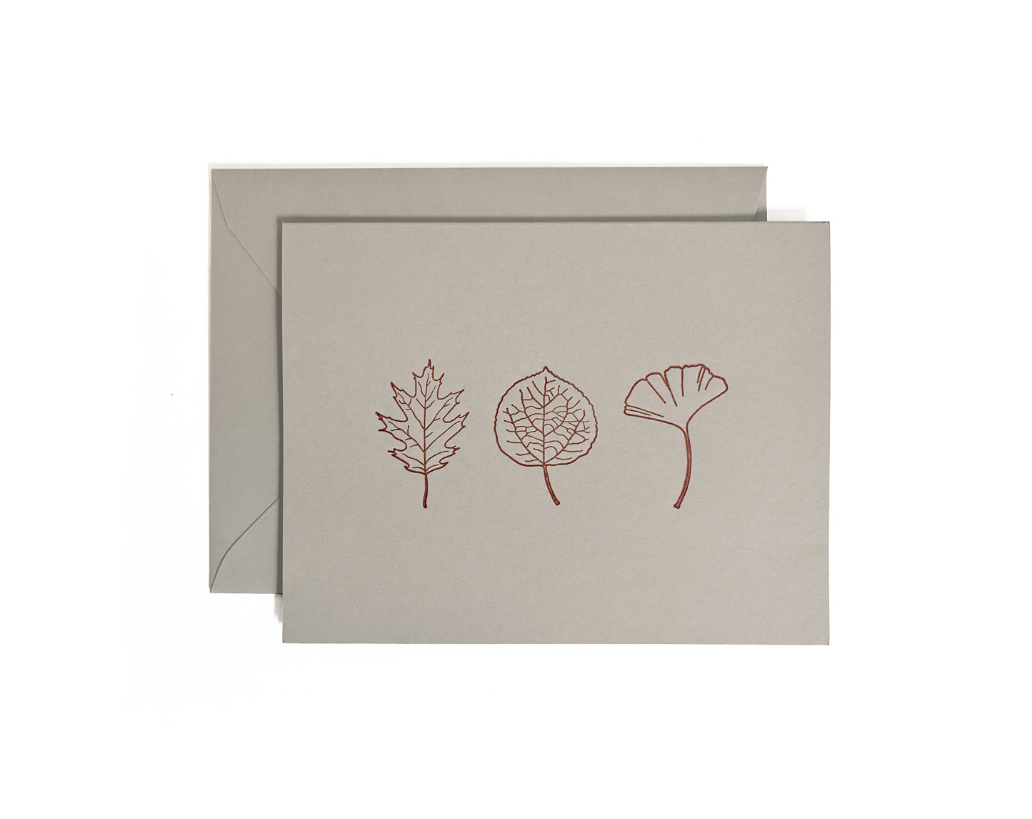 Leaf Trio Letterpress Greeting Card | Botanical Card
