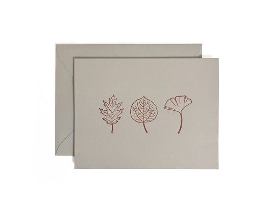 Leaf Trio Letterpress Greeting Card | Botanical Card