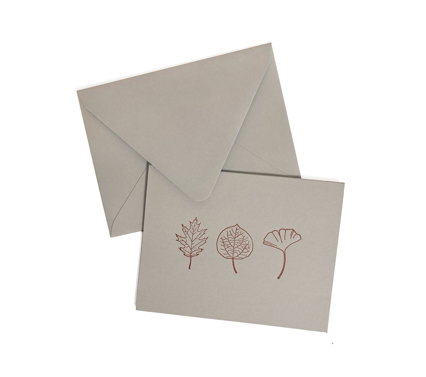 Leaf Trio Letterpress Greeting Card | Botanical Card