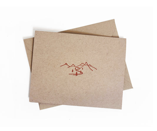 Snow Capped Mountains Letterpress Greeting Card