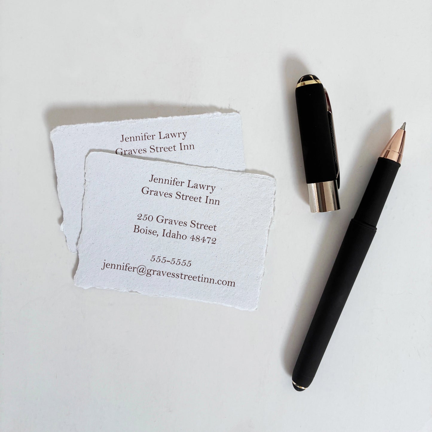 Letterpress Business Cards | Deckle Edge Cotton Rag Paper Custom Business Cards
