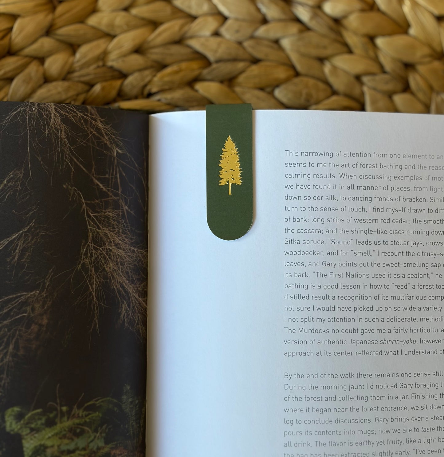 Pine Trees Gold Foil Magnetic Bookmark Trio | Forest Gift
