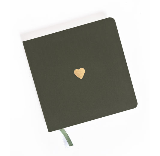 Classic Heart Foil Embossed Square Linen Notebook