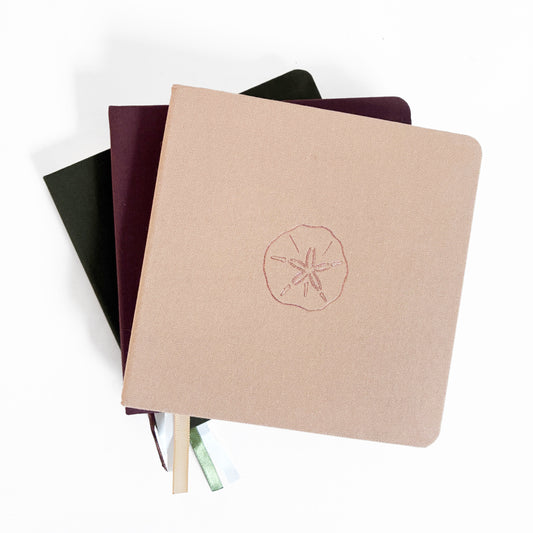 Sand Dollar Foil Embossed Square Linen Notebook