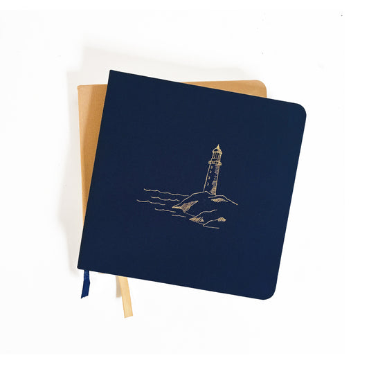 Lighthouse Foil Embossed Square Linen Notebook