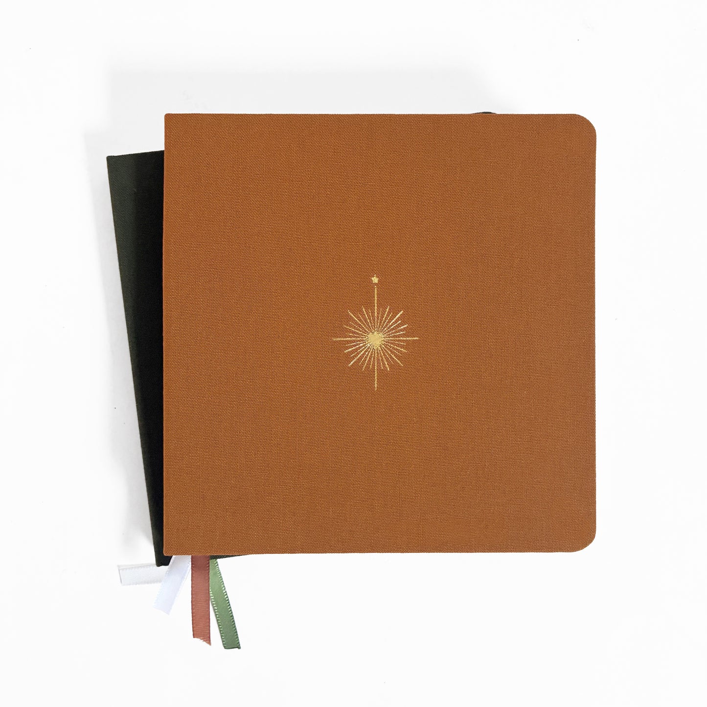 Compass Rose Foil Embossed Marigold Square Linen Notebook