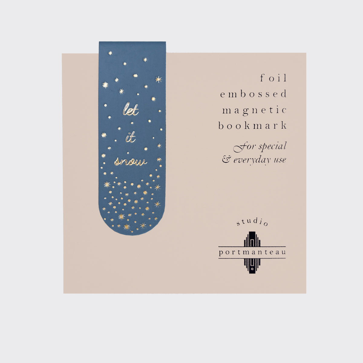 Let It Snow Gold Foil Embossed Magnetic Bookmark | Cozy Winter Book Lover Gift