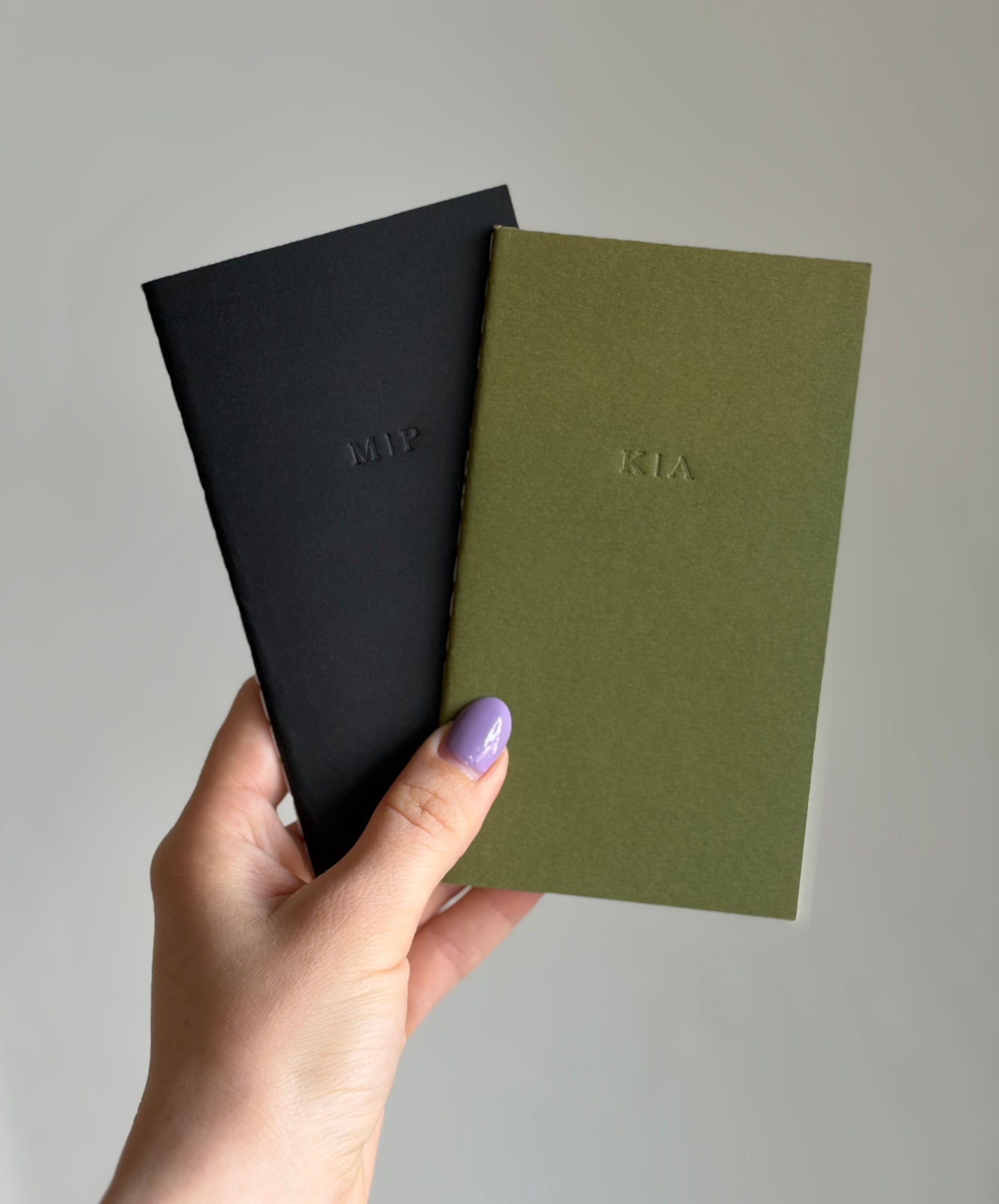 Custom Text Blind Debossed Mini Saddle Stitch Notebook