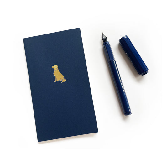 Lab Dog Menagerie Mini Saddle Stitch Notebook. Foil Embossed Blank Book. - Studio Portmanteau