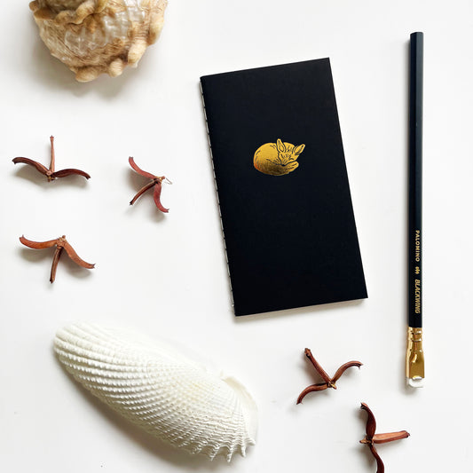 Foil Embossed Sleeping Fox Menagerie Mini Saddle Stitch Notebook - Studio Portmanteau