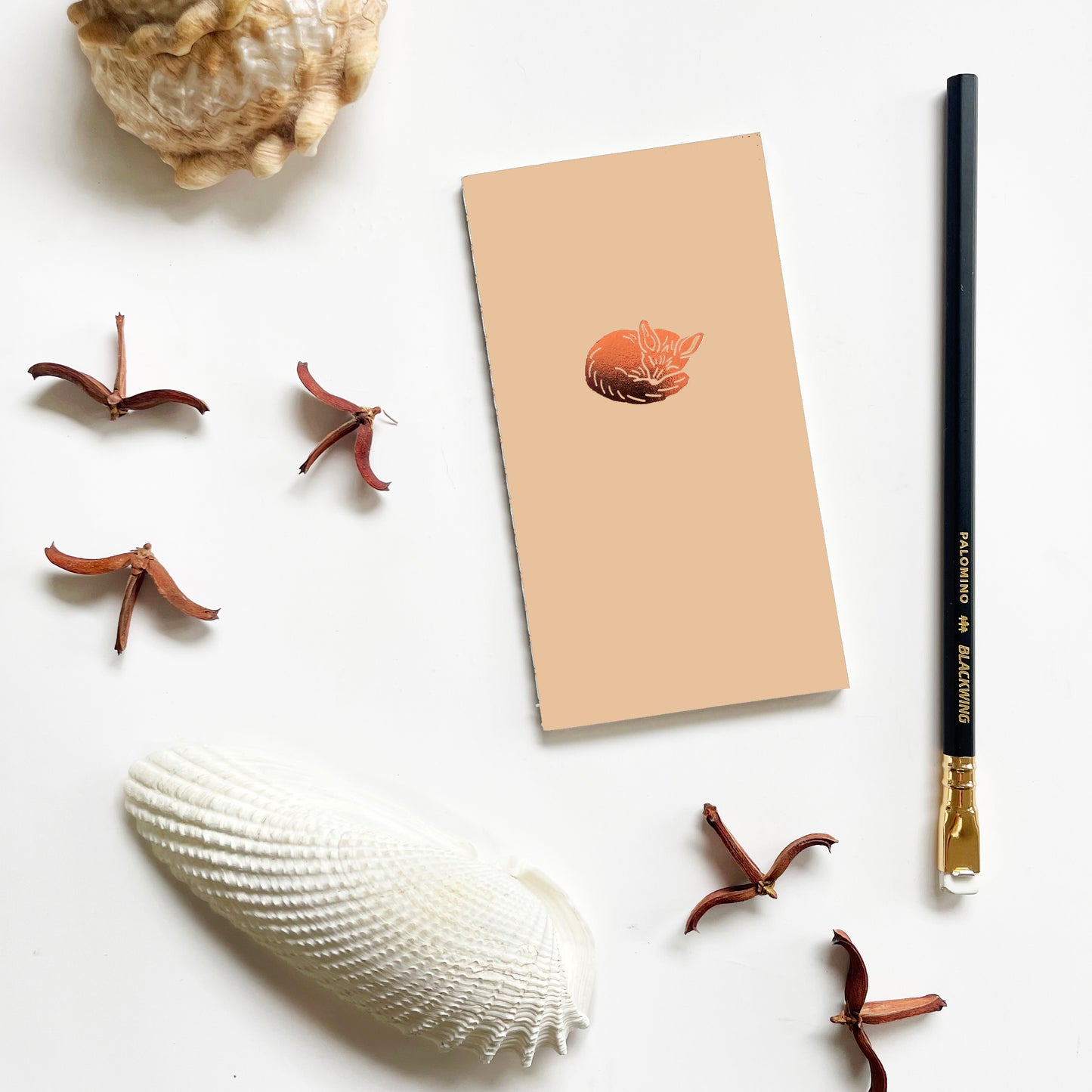 Foil Embossed Sleeping Fox Menagerie Mini Saddle Stitch Notebook