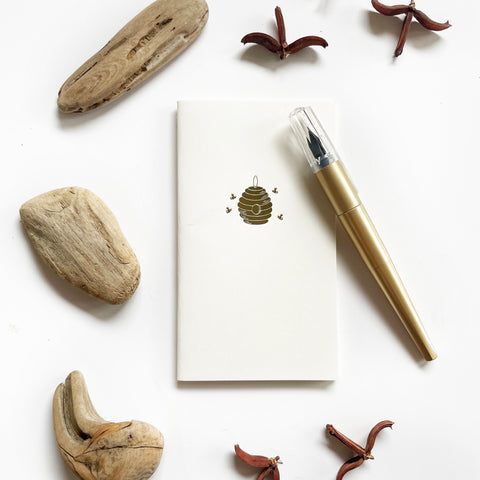 Foil Embossed Beehive Menagerie Mini Saddle Stitch Notebook - Studio Portmanteau
