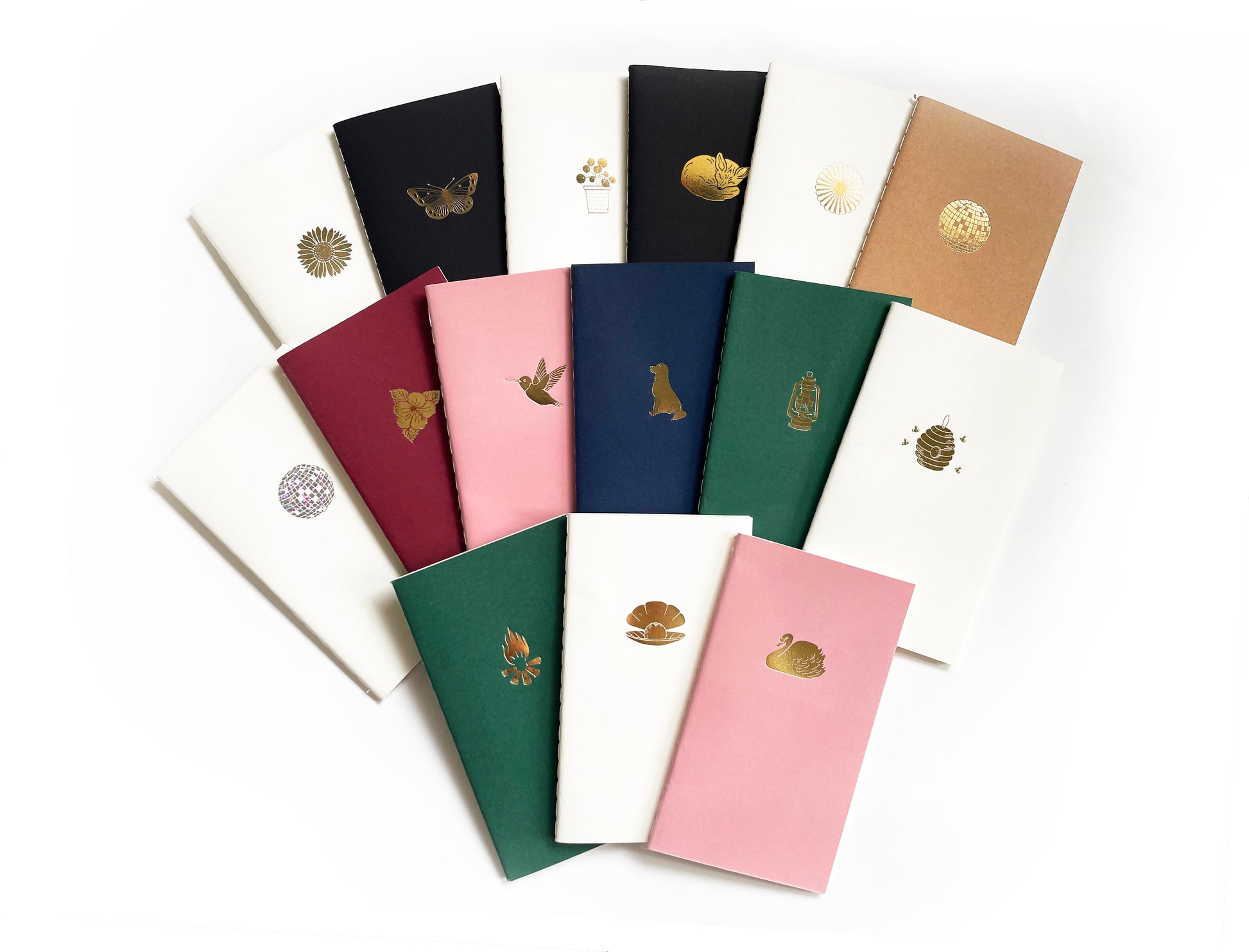 Foil Embossed Hibiscus Menagerie Mini Saddle Stitch Notebook - Studio Portmanteau