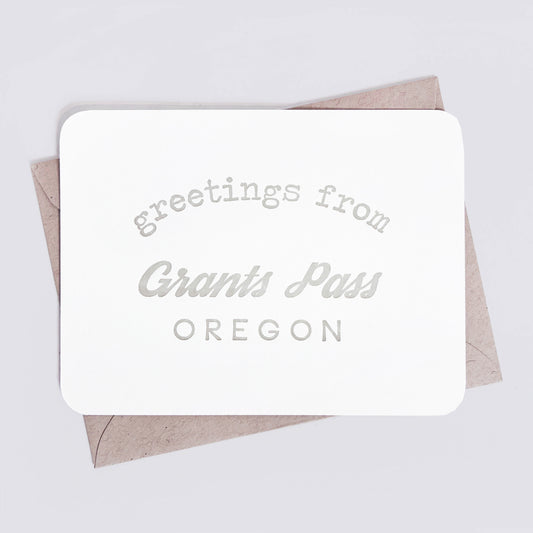 Greetings from Grants Pass, Oregon Letterpress Flat Greeting Card | Postcard Souvenir