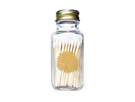 Sunflower Jar of Matches | Modern Farmhouse Match Cloche