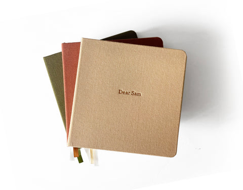 Custom Text Foil Embossed Square Linen Notebook
