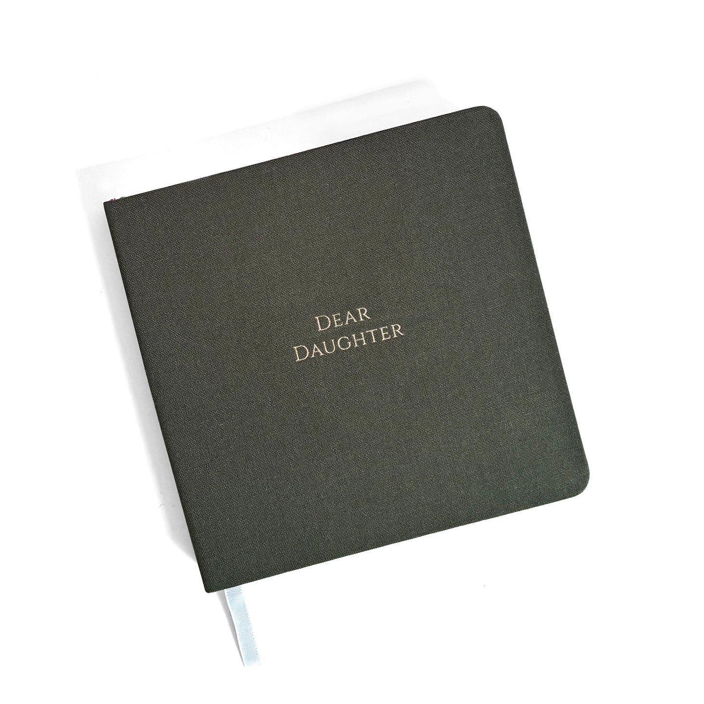 Dear Daughter Foil Embossed Square Linen Notebook | Gold on Olive