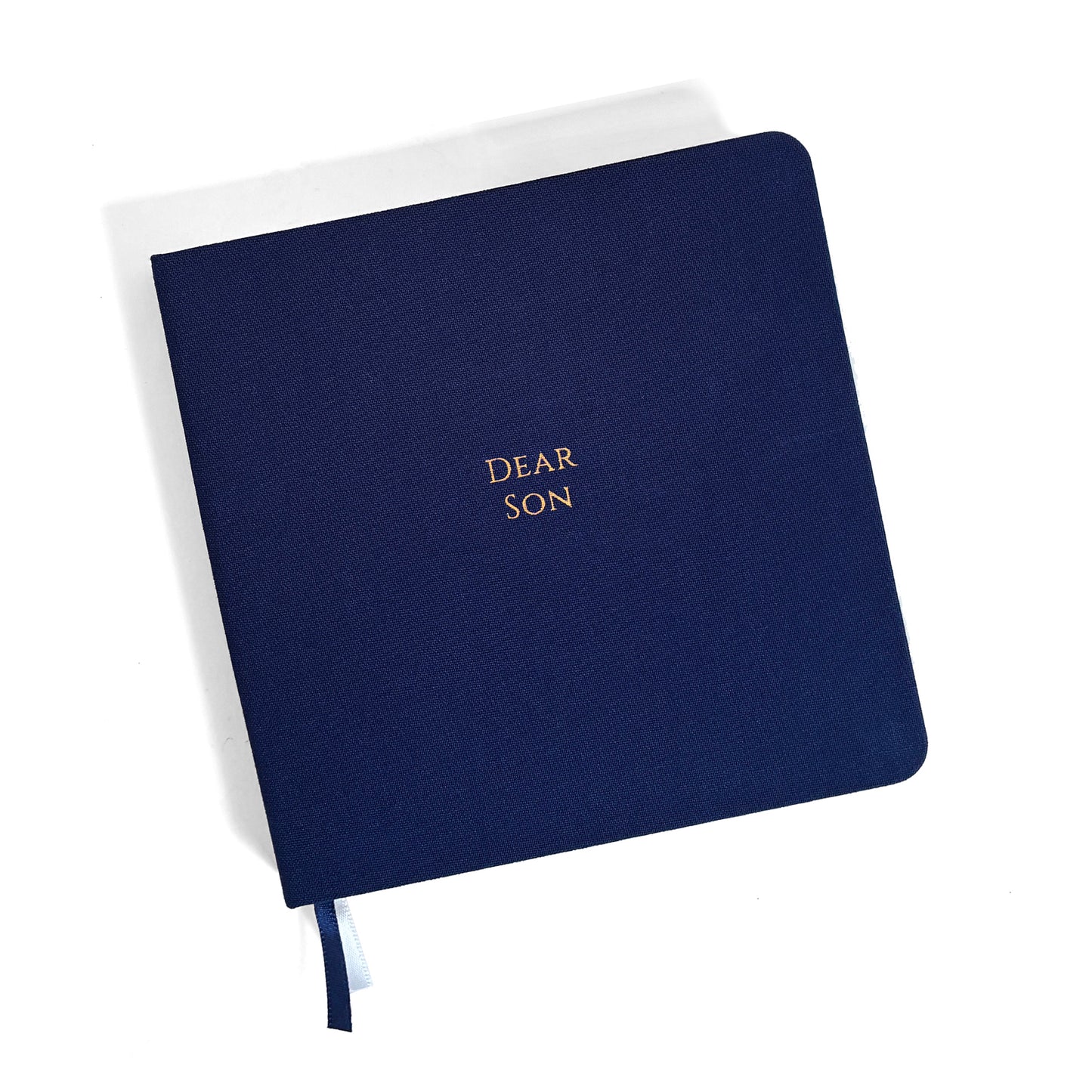 Dear Son Foil Embossed Square Linen Notebook | Gold on Navy Blue