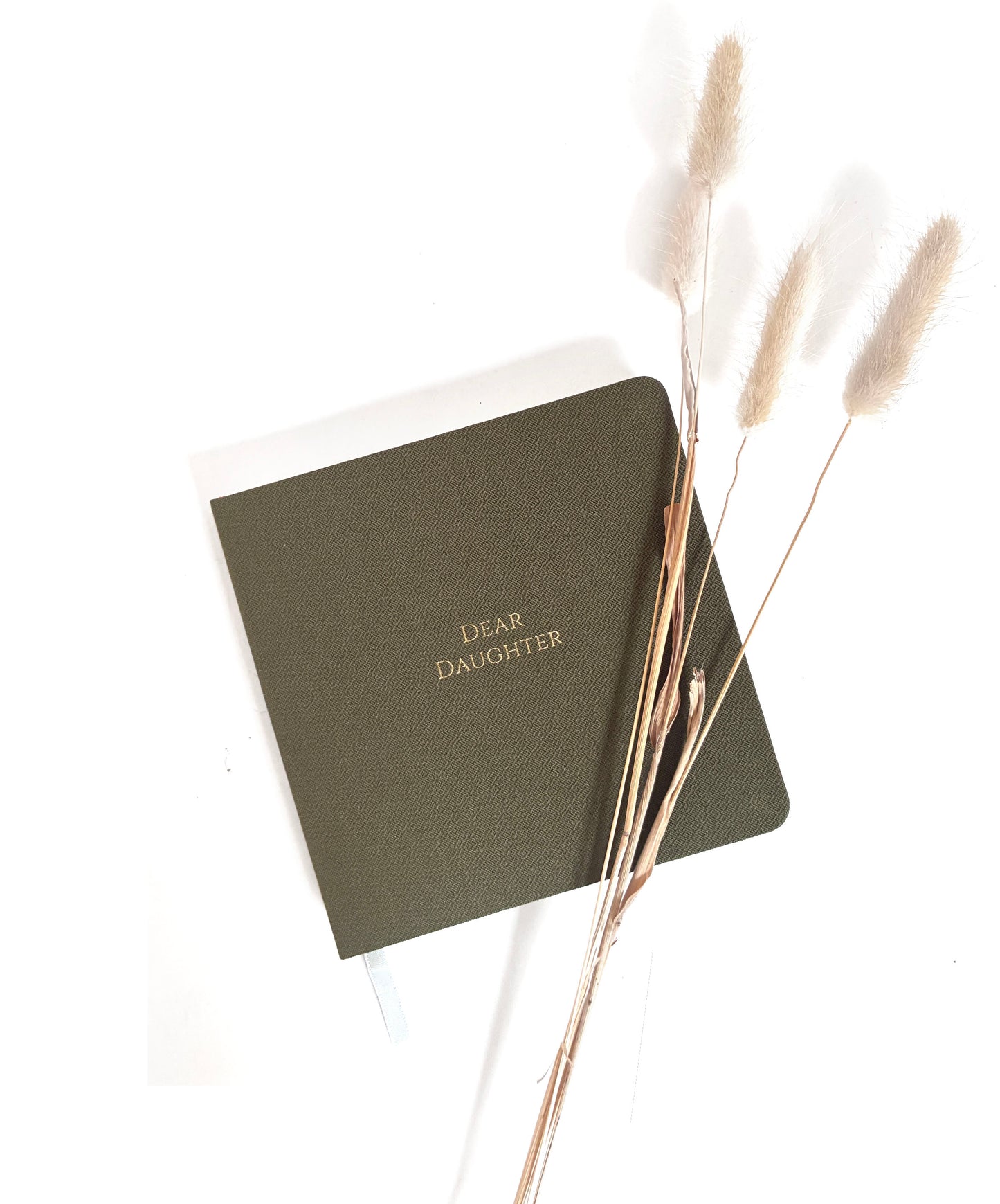Dear Daughter Foil Embossed Square Linen Notebook | Gold on Olive