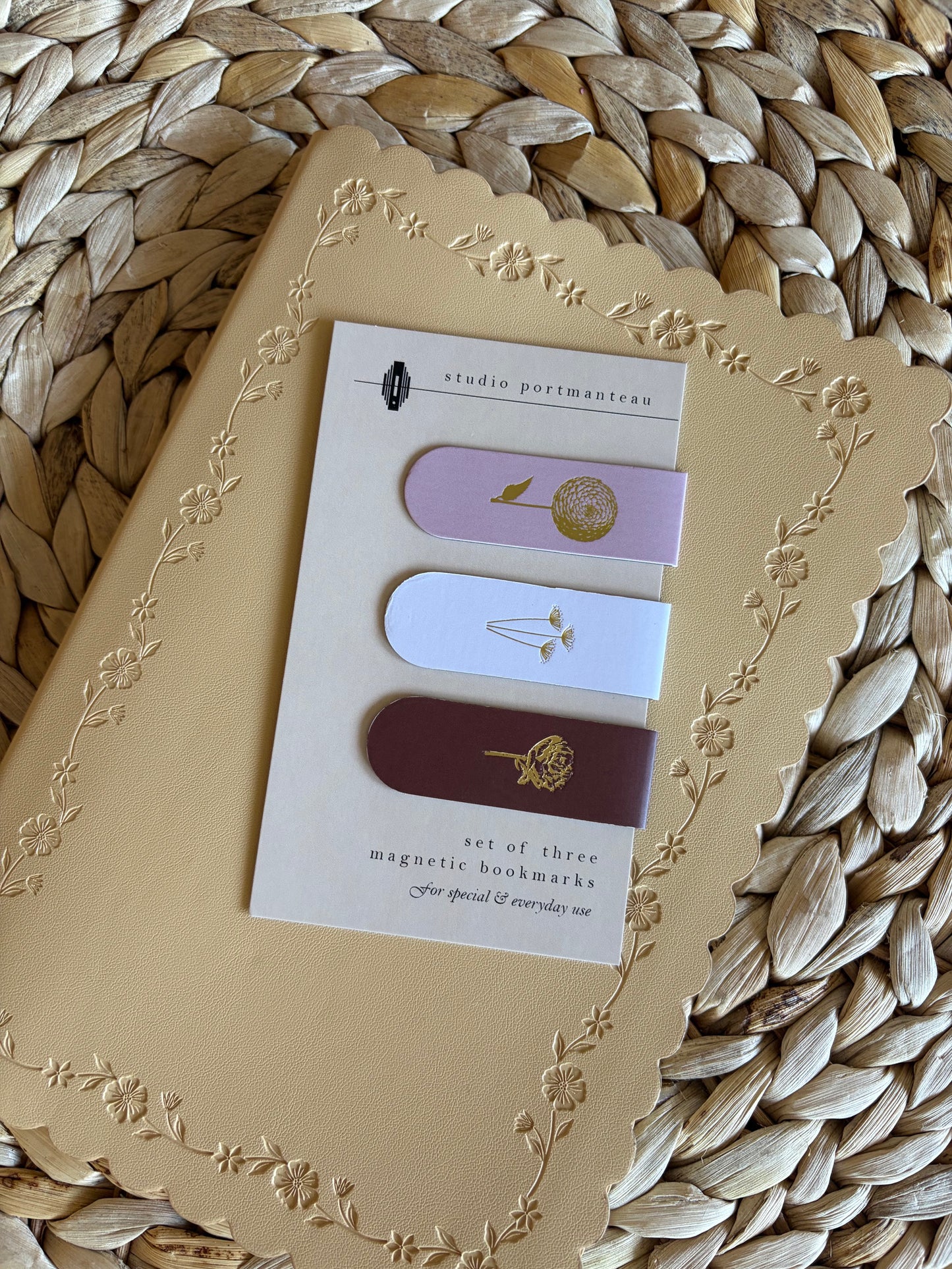 Floral Gold Foil Magnetic Bookmark Set | Pretty Page Markers
