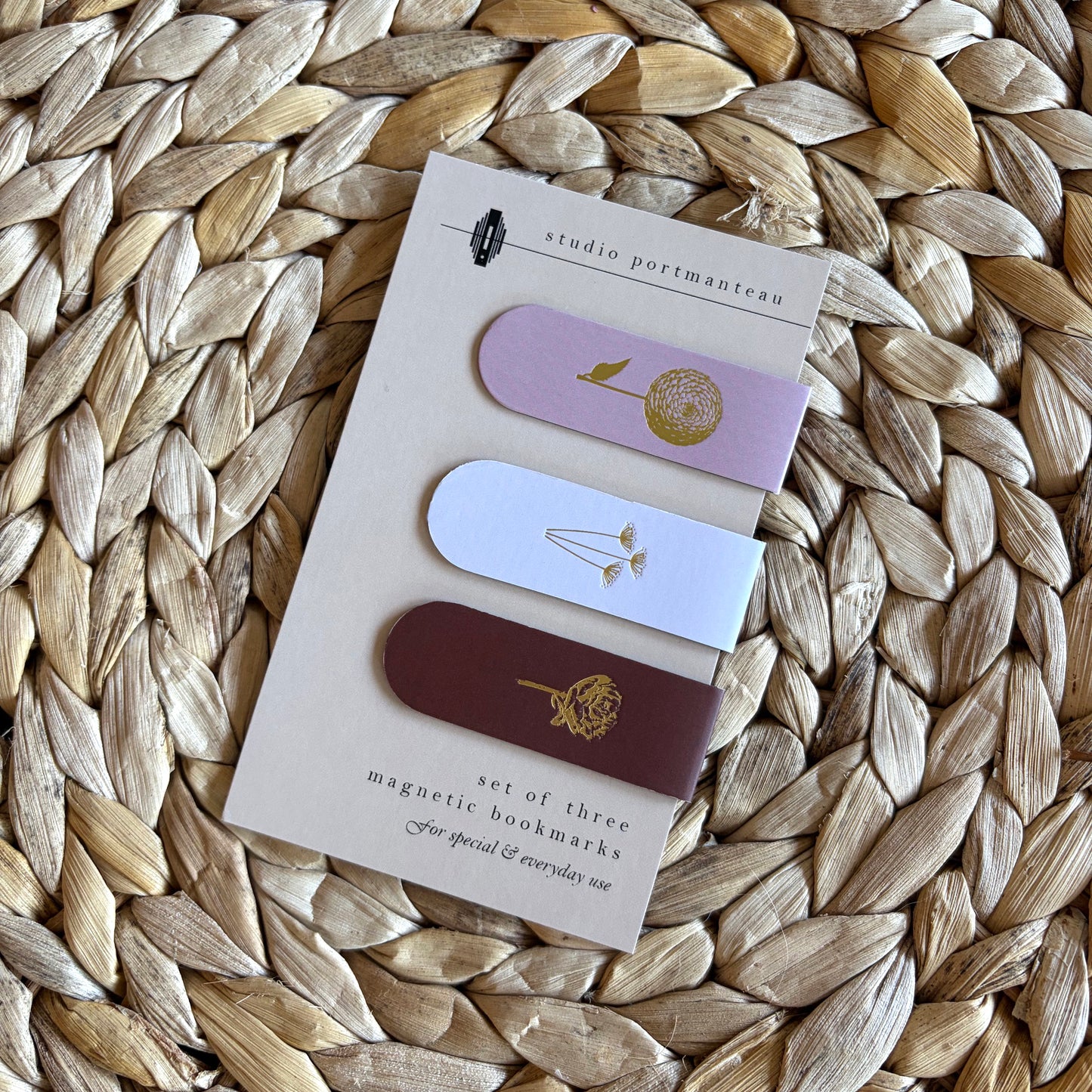 Floral Gold Foil Magnetic Bookmark Set | Pretty Page Markers