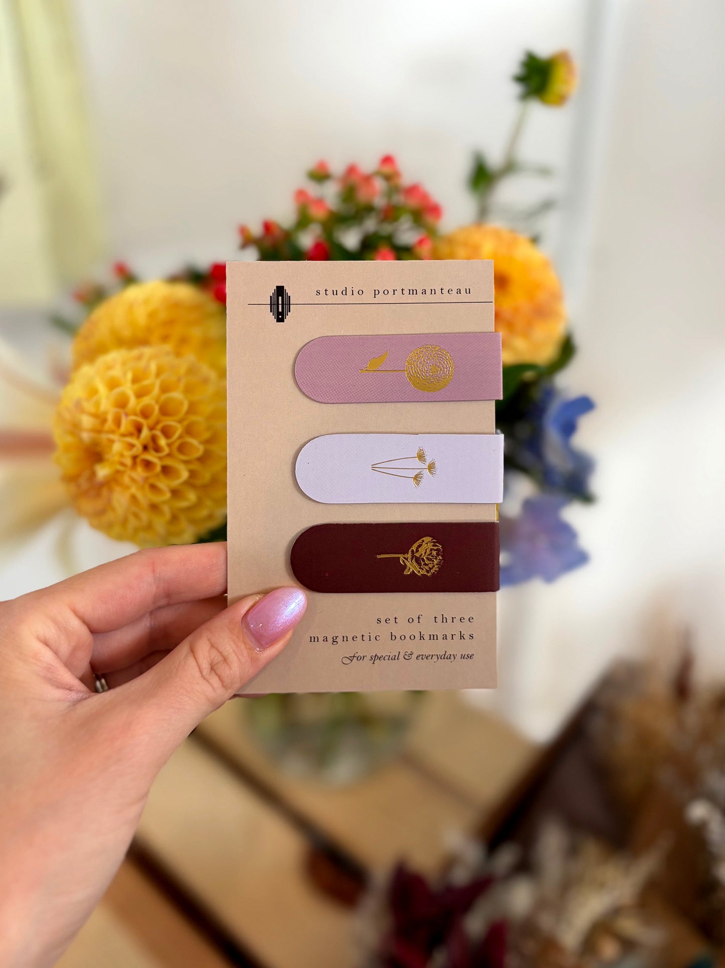 Floral Gold Foil Magnetic Bookmark Set | Pretty Page Markers