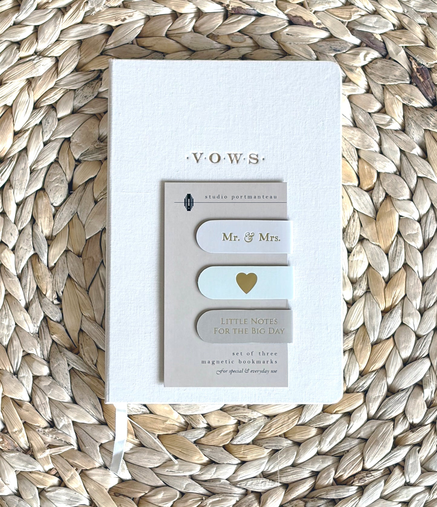 Wedding Magnetic Bookmark Trio | Embossed Engagement Gift