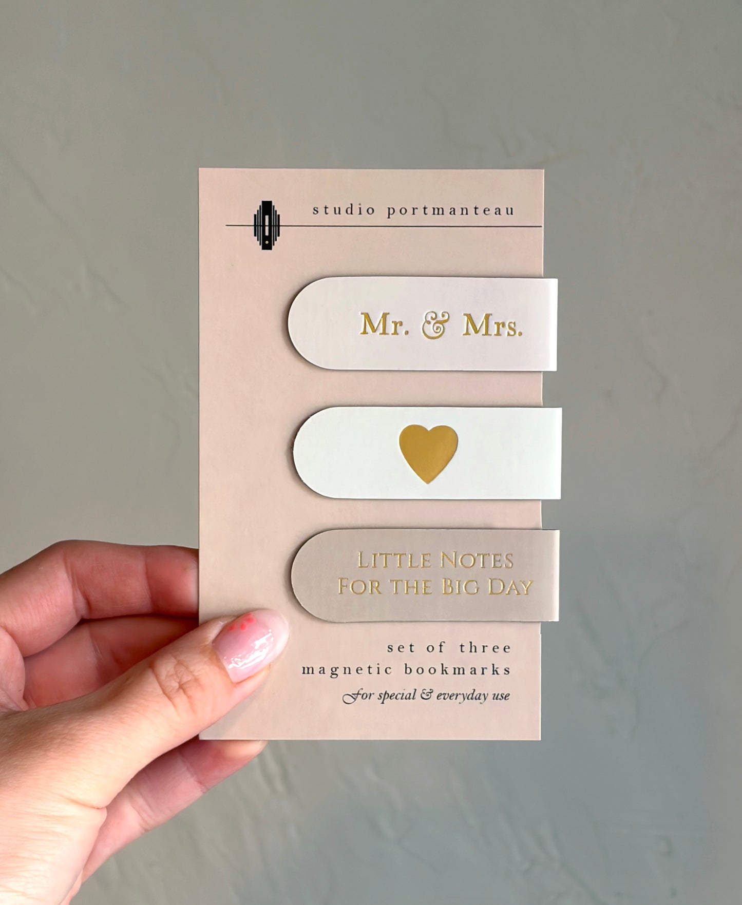 Wedding Magnetic Bookmark Trio | Embossed Engagement Gift