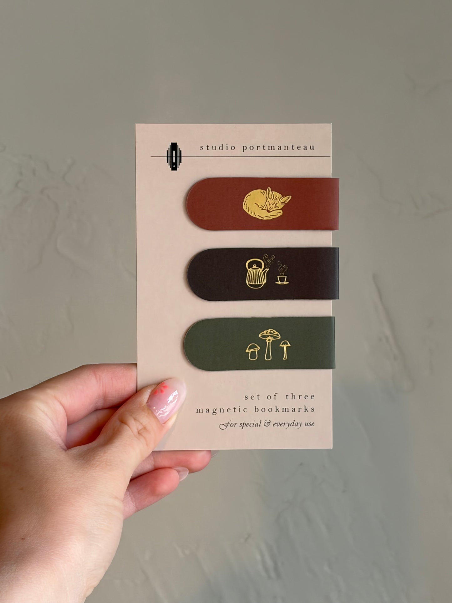Woodland Treasures Gold Foil Magnetic Bookmark Trio