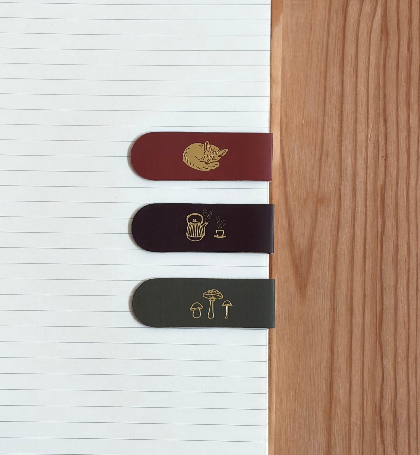 Woodland Treasures Gold Foil Magnetic Bookmark Trio