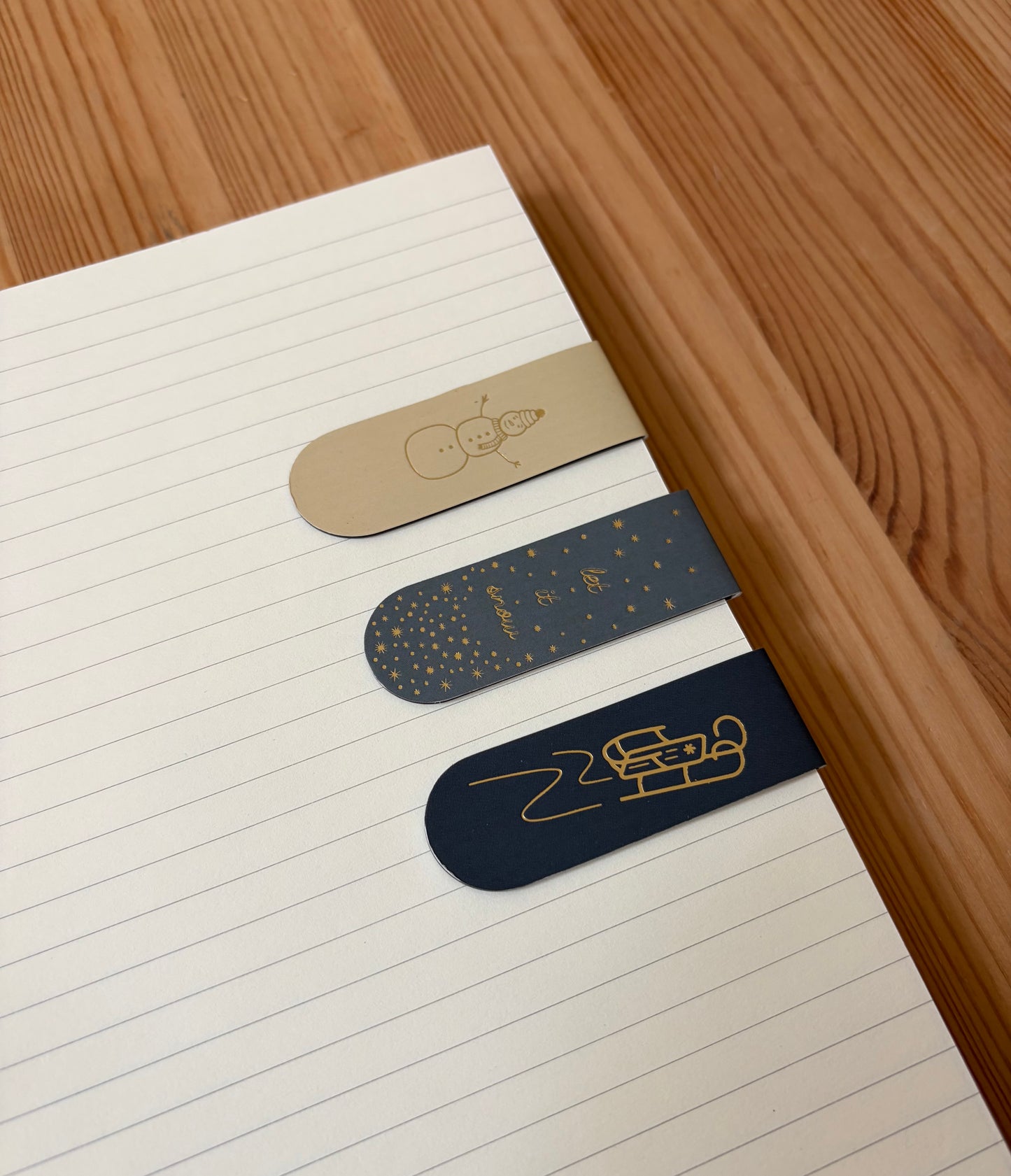 Let it Snow Gold Foil Magnetic Bookmark Trio | Cozy Gift