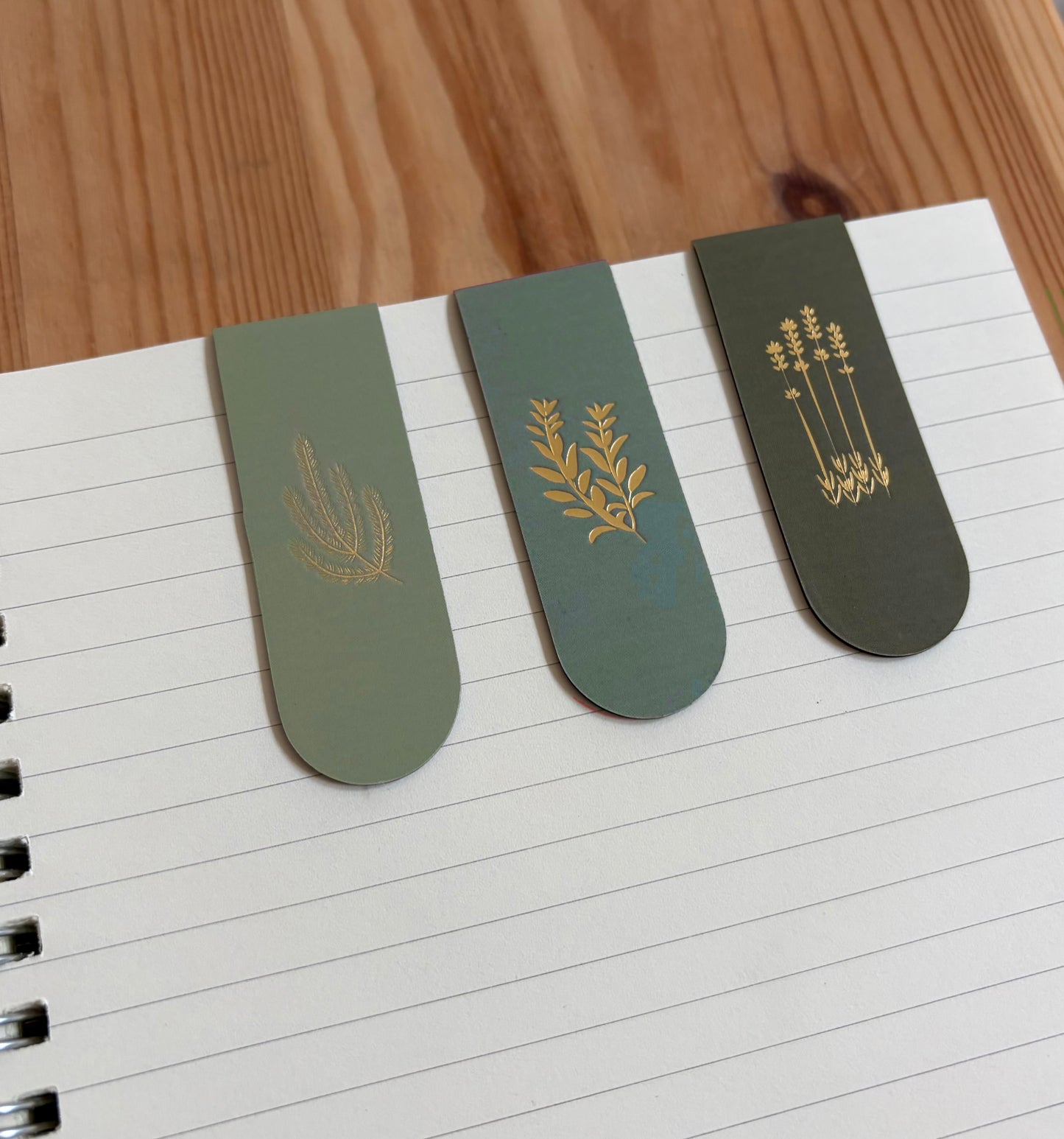 Culinary Herbs Gold Foil Magnetic Bookmark Trio | Chef Gift