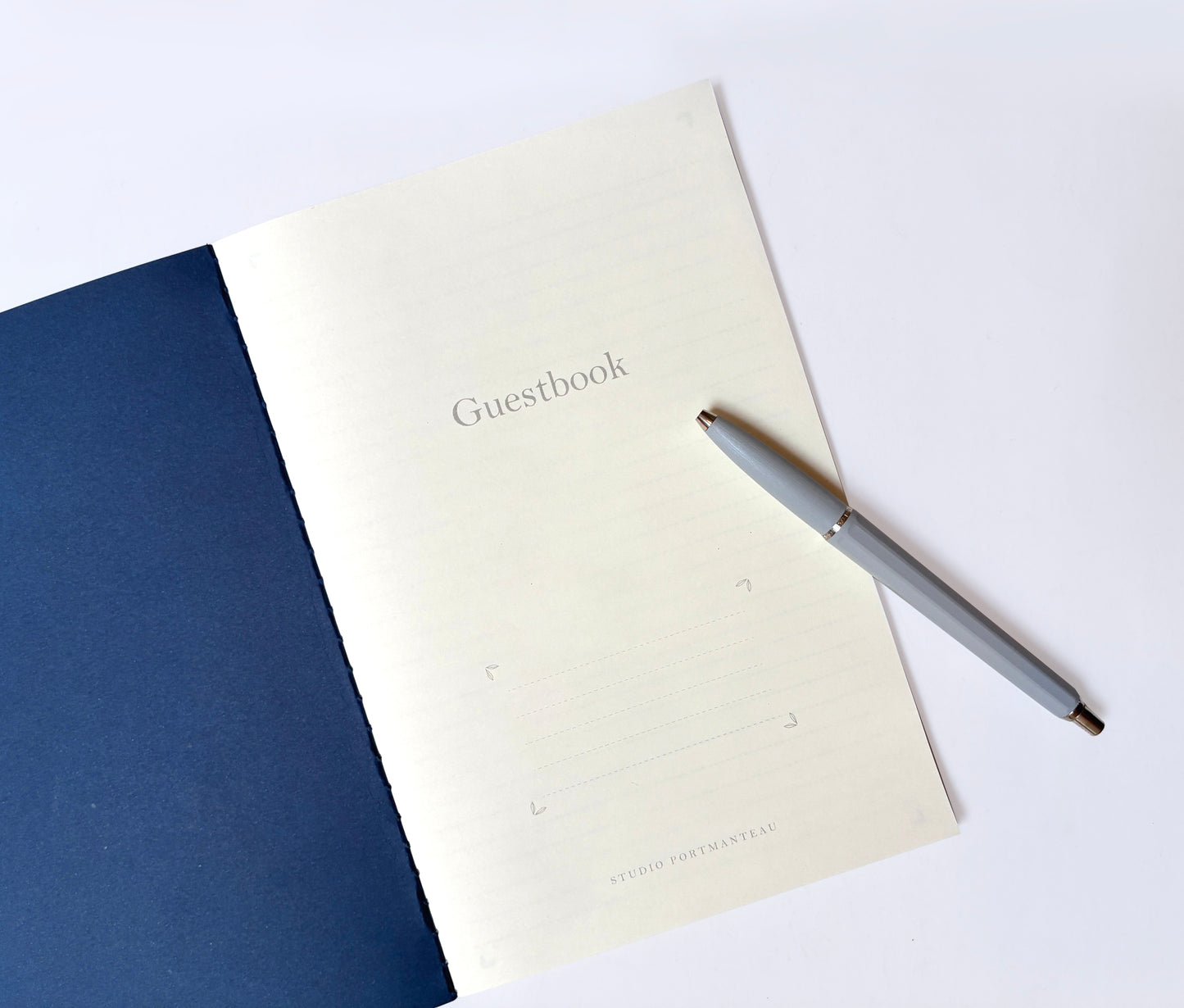 Saddle Stitch Guestbook | Classic Navy Blue Guest Log Book
