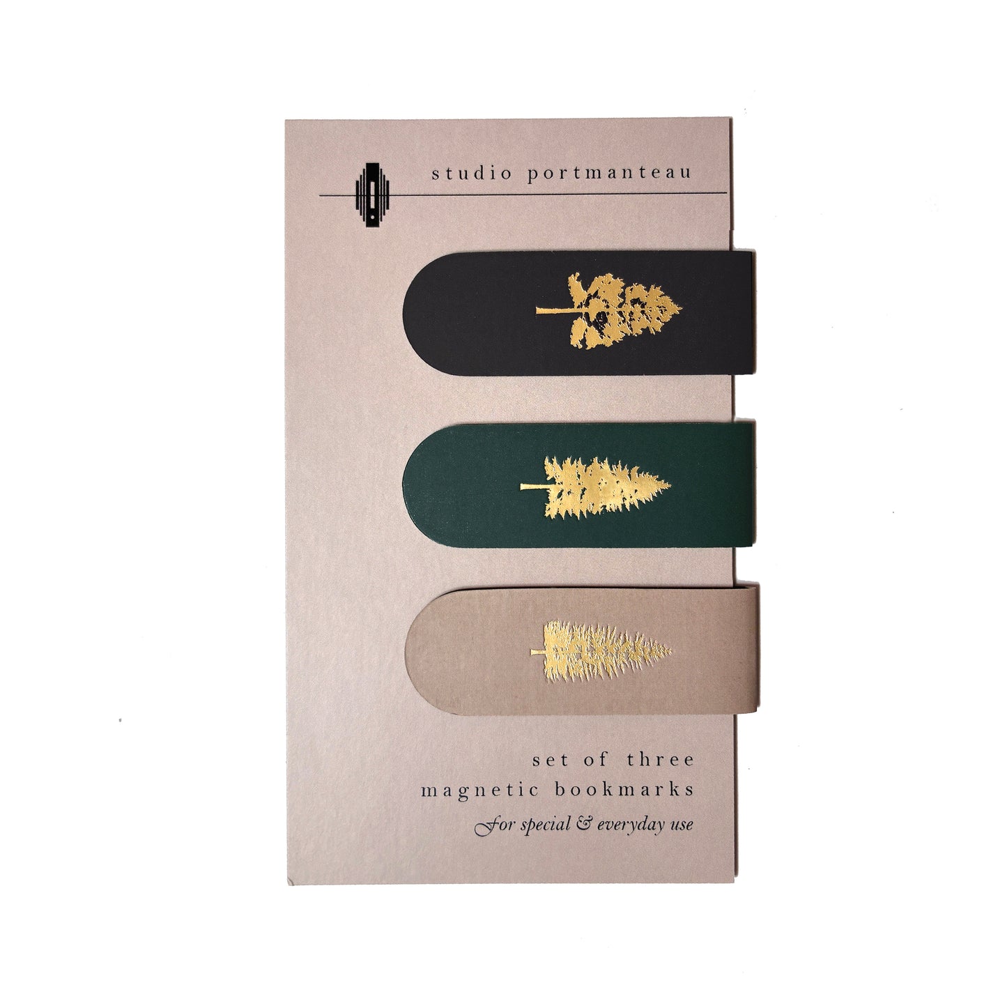 Pine Trees Gold Foil Magnetic Bookmark Trio | Forest Gift
