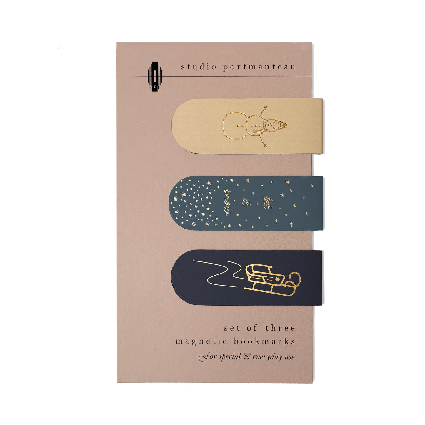 Let it Snow Gold Foil Magnetic Bookmark Trio | Cozy Gift